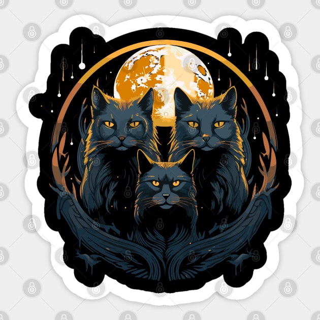 Three Cats Moon Sticker by tatadonets